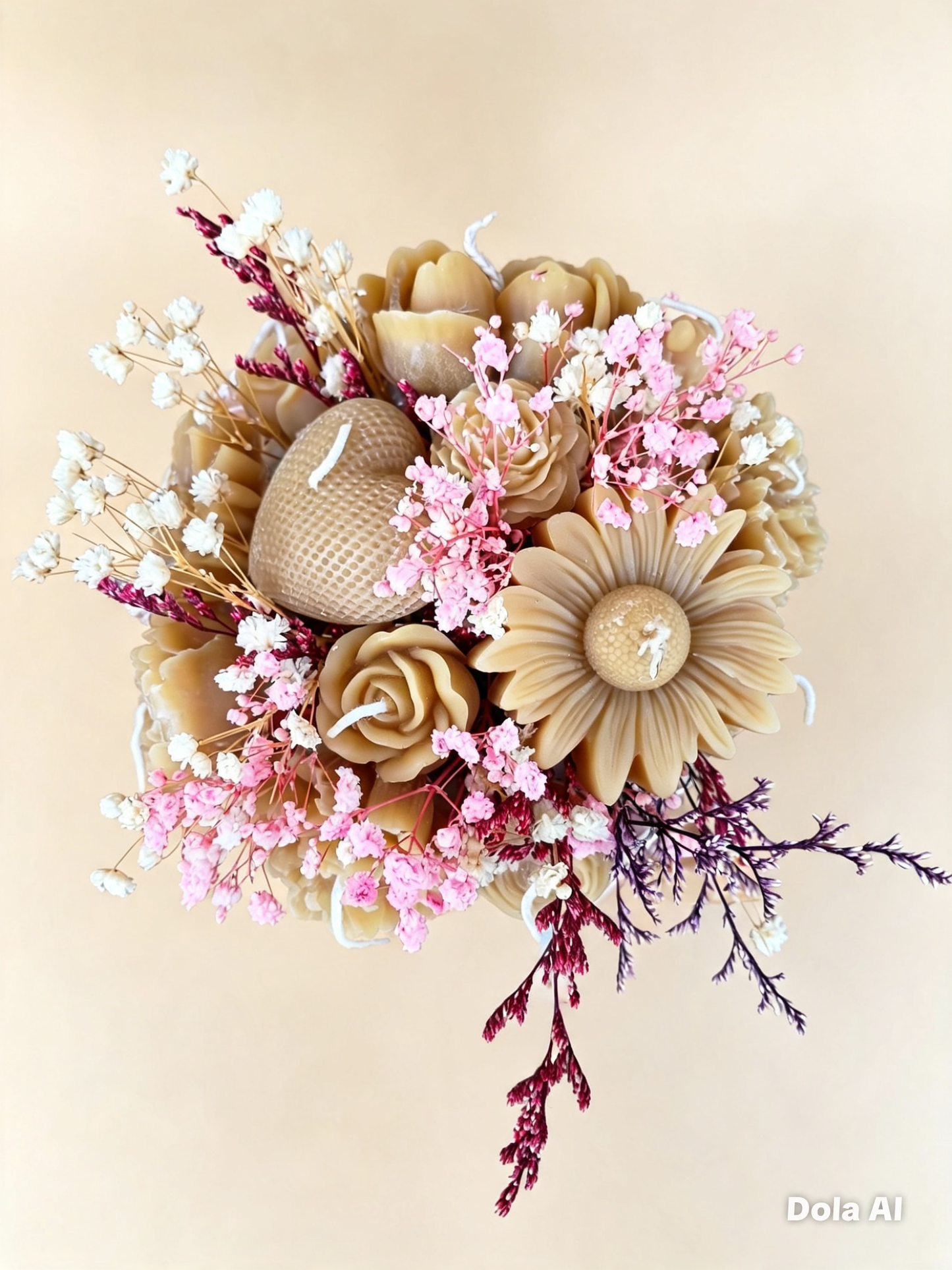 Beeswax Candle Bouquet with Handmade Pot