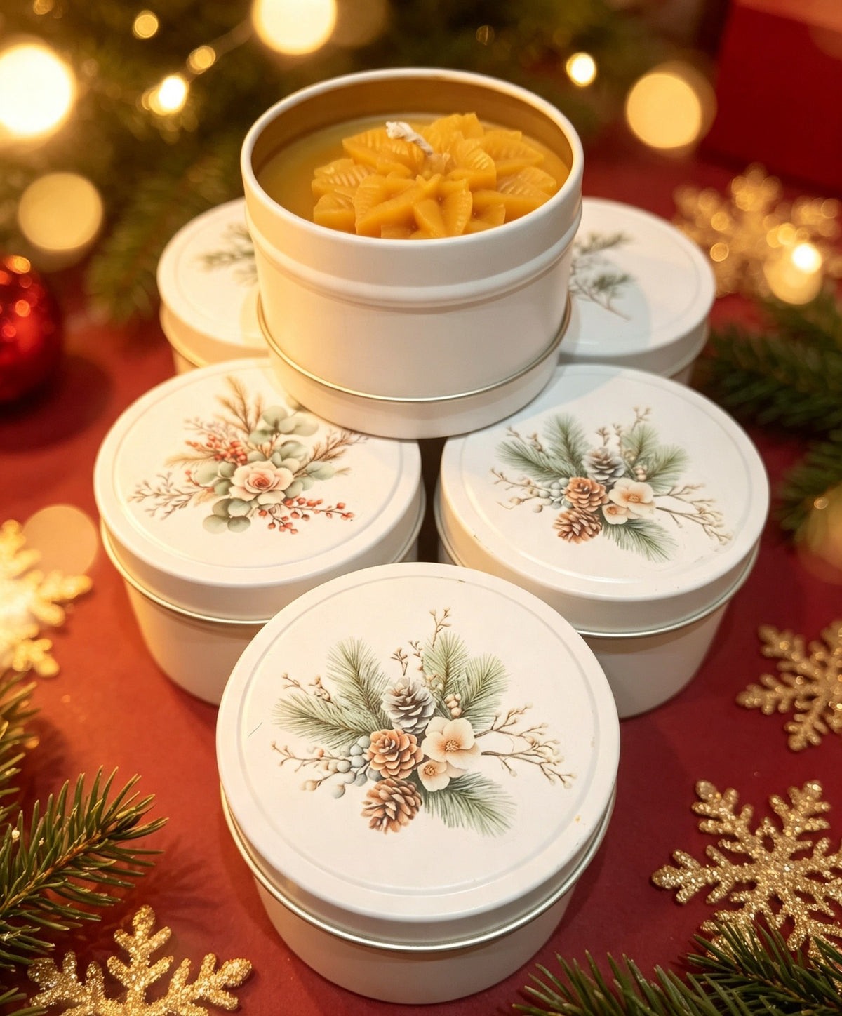 Christmas candle in a Tin