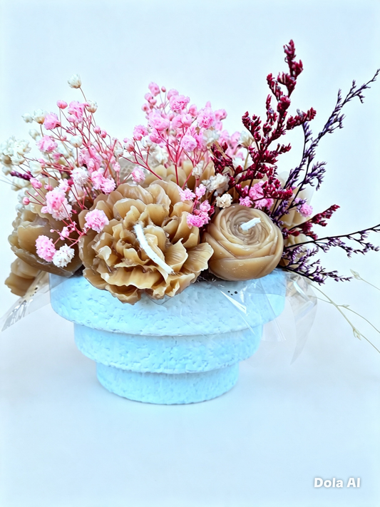 Beeswax Candle Bouquet with Handmade Pot